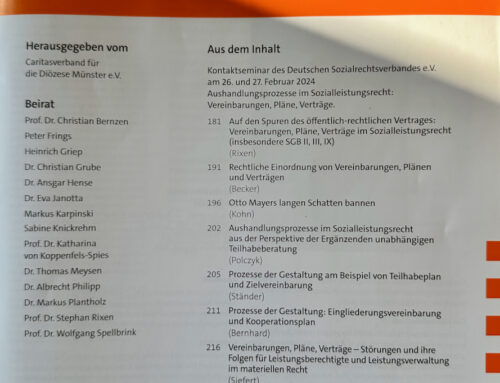 Essay: Process understanding for counselling and consensual negotiation processes, in: Sozialrecht aktuell. Journal for Social Counselling, Special Issue 2024, pp. 235-239.